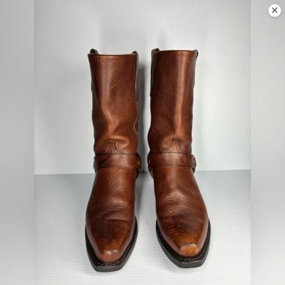 Vintage Leather Harness USA Made Square Toe Rugged Moto - Picture 8 of 12